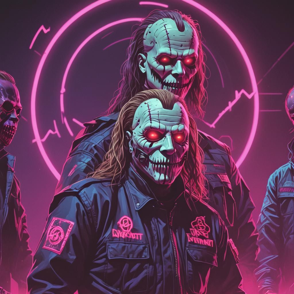 Slipknot Band in Synthwave Neon Style