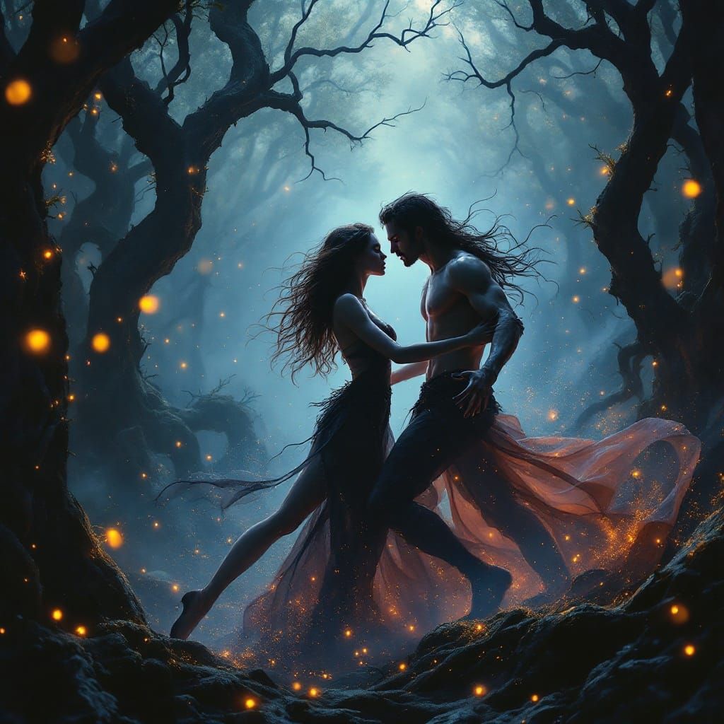 Enchanted Passion Unfolds in Mystical Woods