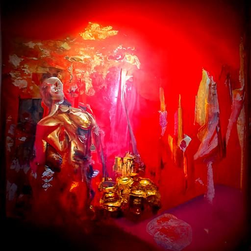 Red and Gold Oil Painting: Invincible Ignorance