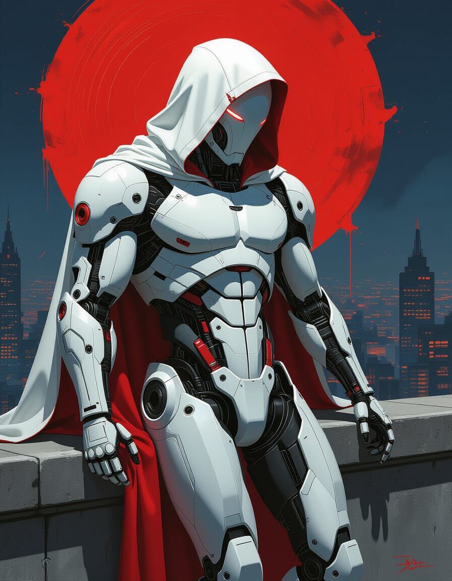 Cyborg Warrior in Biomechanical Surrealism