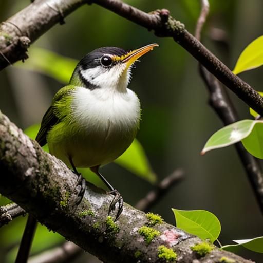 Throat Warbler Camouflaged in Mangrove Habitat