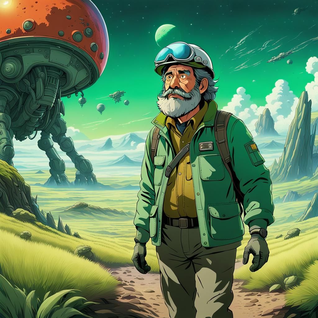 Geologist on Alien Planet in Studio Ghibli Style