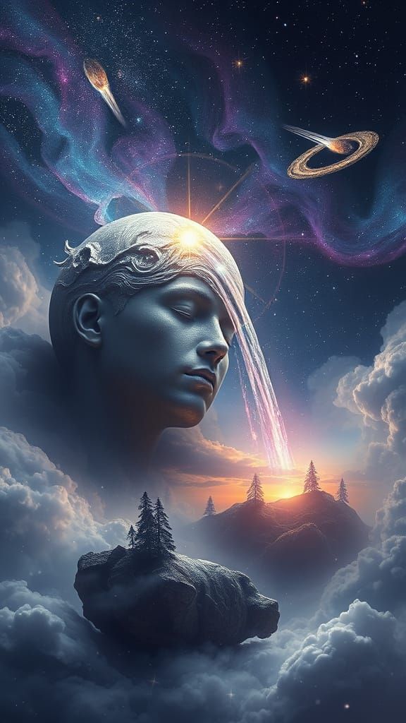 Celestial Being Creates World With Mind Waterfall