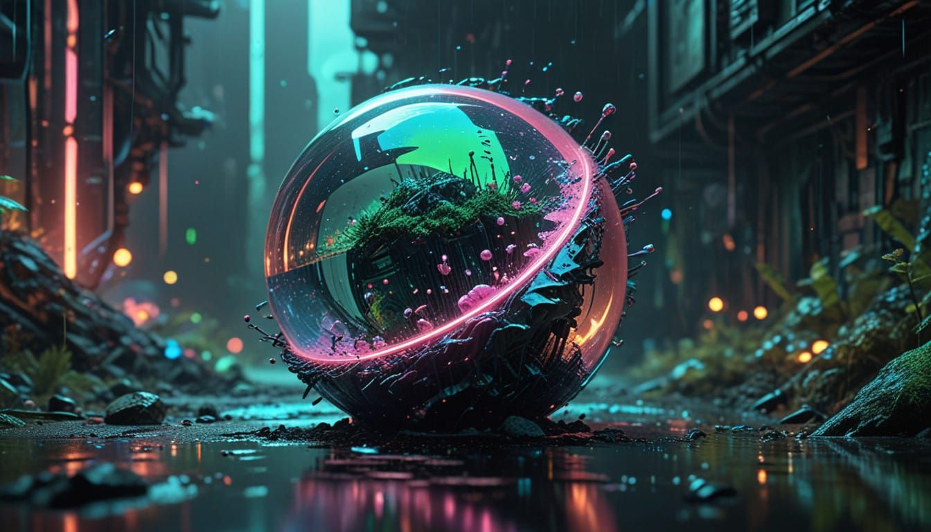 Hyper-Detailed Fluorescent Particle in Liminal Space