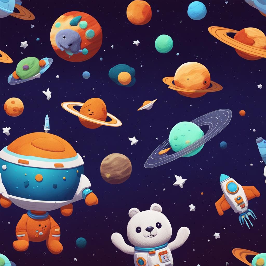 Cute Sad Stuffed Animals Lost in Space
