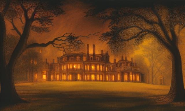 Renaissance Mansion in Autumn Twilight