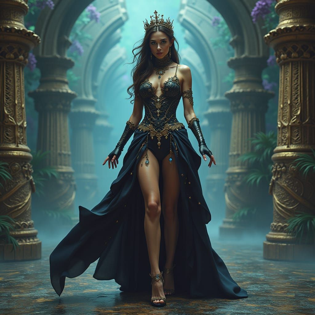 Regal Woman in Heels, Fantasy Matte Painting