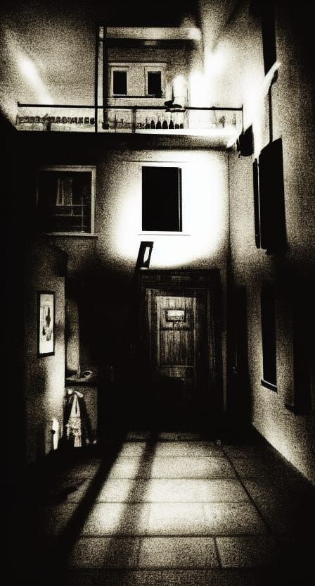 Sinister Shadow in Dark Alley at Night