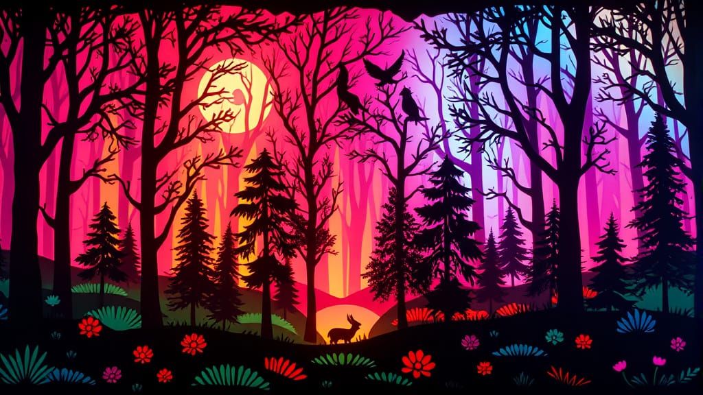 Cyberpunk Folk Art Fusion with Neon Lights