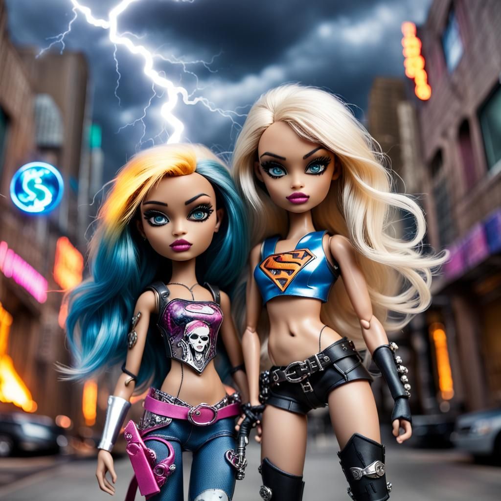 Cyberpunk Mashup: Ghost Rider, Xena, Bratz, and Supergirl