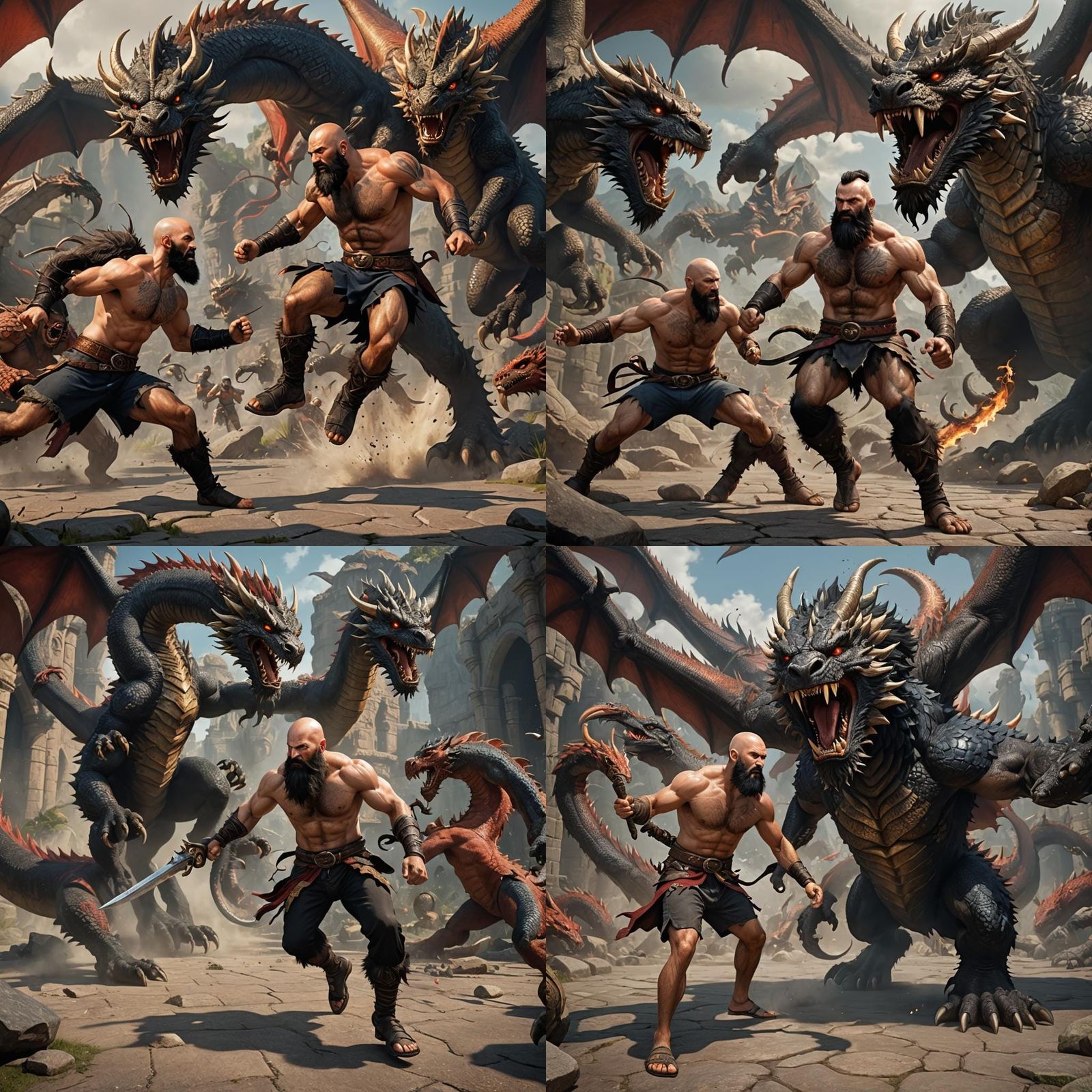 Man Versus Dragon: Detailed Fantasy Art