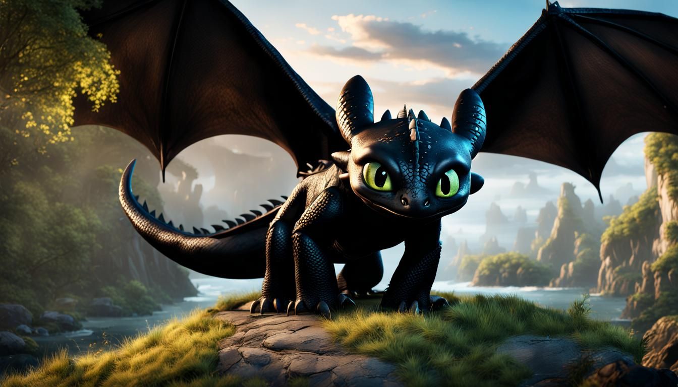 Detailed Painting of Toothless from Dragon Movie