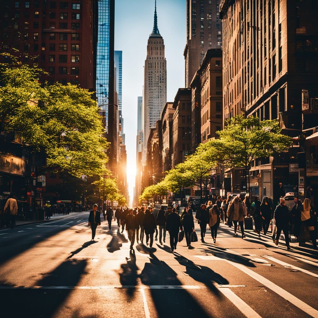 Manhattan Street Photography with Vibrant Sunlight
