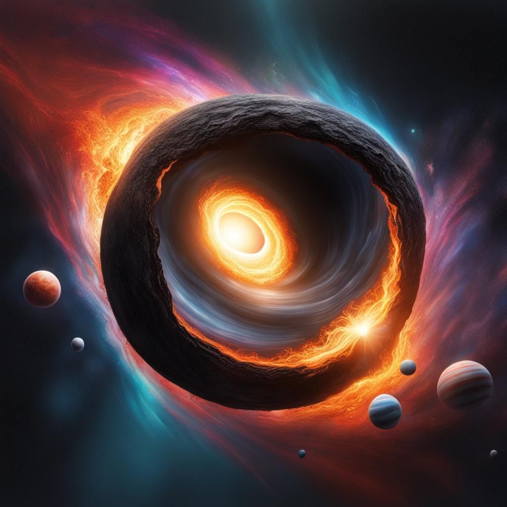 Black Hole Evolves into Planets: Hyperrealistic Concept Art