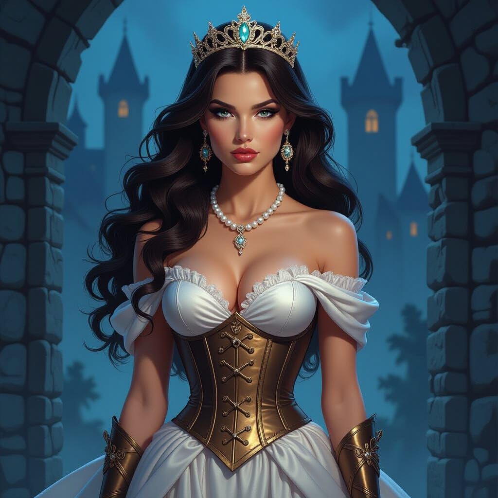 Warrior Princess in Castle, Fantasy Art Style