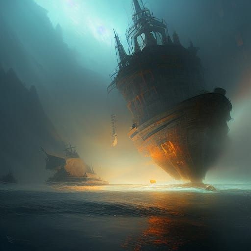 Epic Sunken Ship in Primary Hues