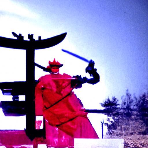 Red Samurai Warrior with Sword
