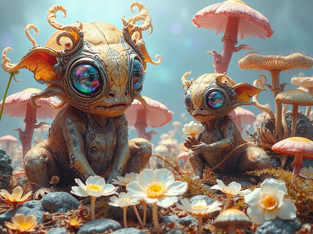 Surreal Fractal Creatures in an Ethereal Dreamscape