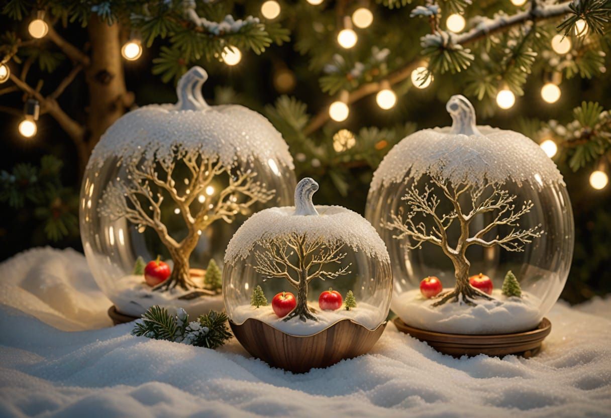 Winter Wonderland Apples in Softly Lit Forest