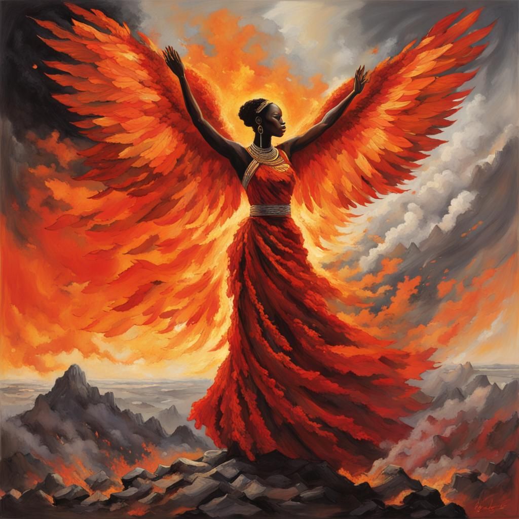 Fiery Angel: Woman Ascending from Ashes