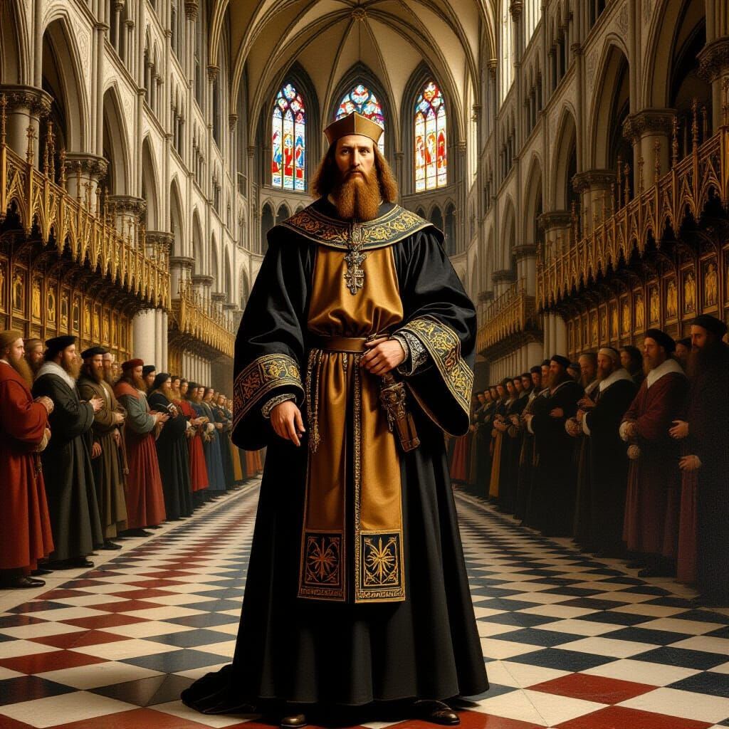 Jan Hus at Constance Cathedral: A Realistic Oil Painting