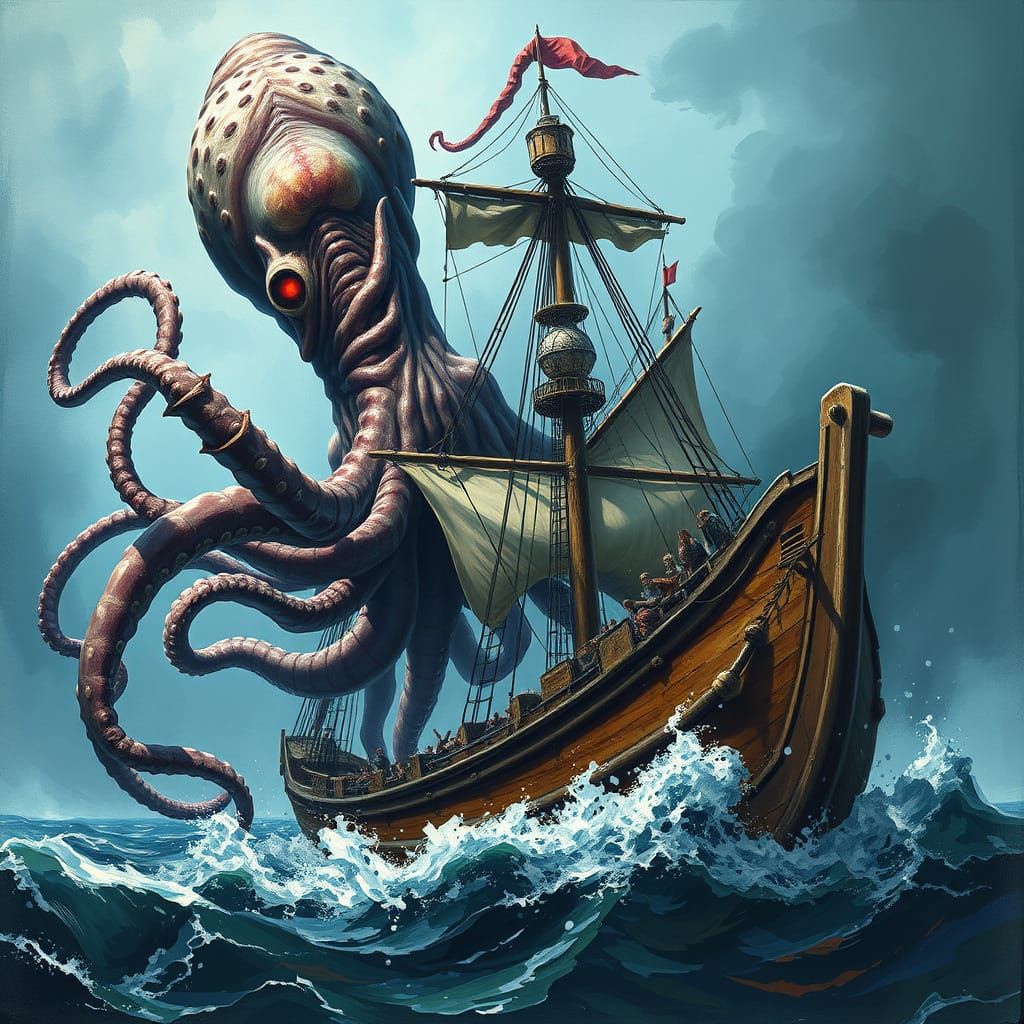 Colossal Squid and Human Hybrid Devastate 15th-Century Saili...