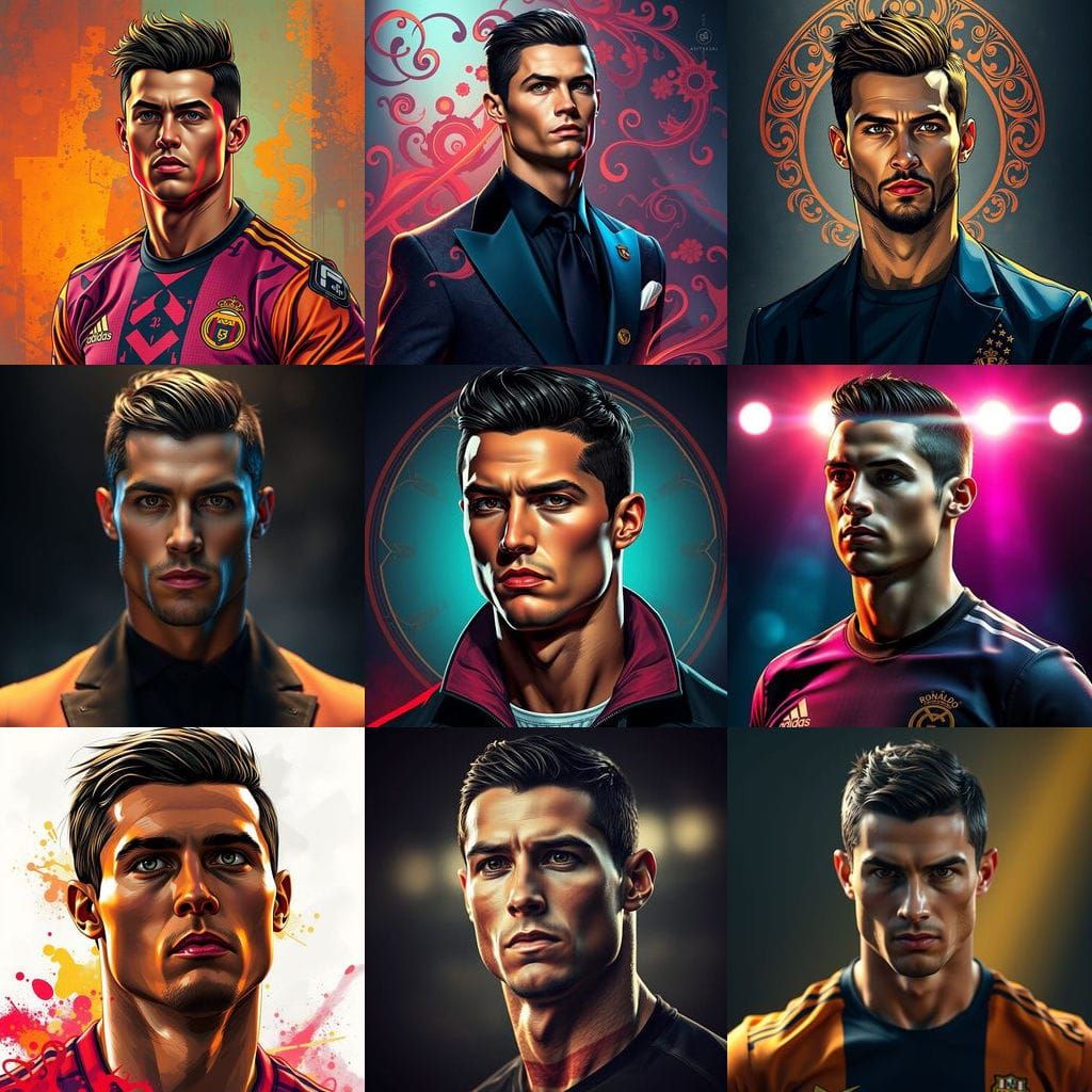 Cristiano Ronaldo in Triadic Colors Concept Art Portrait