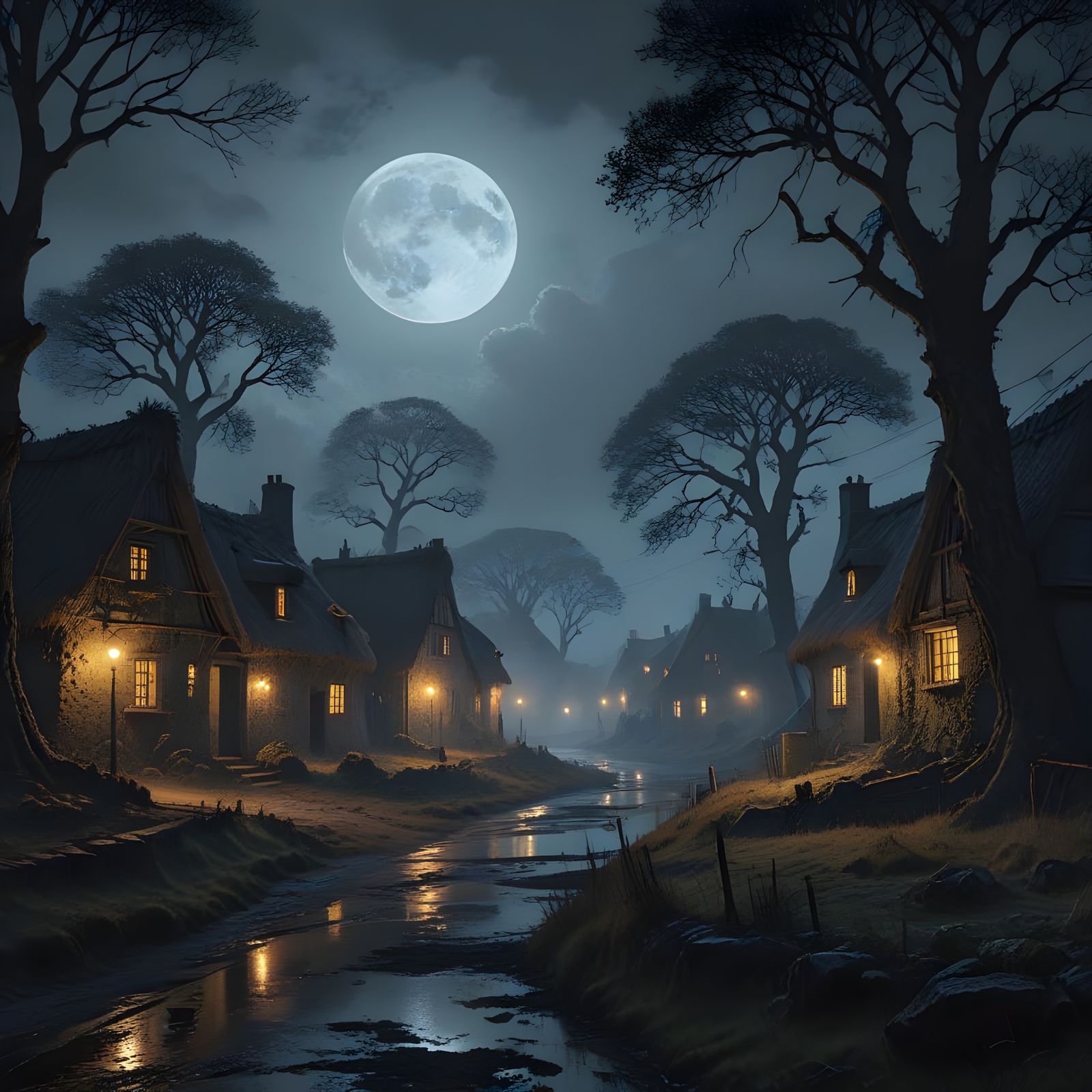 Medieval Village in Twilight