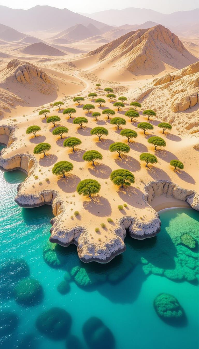Socotra Island Aerial View: Dragon Trees & Turquoise Ocean