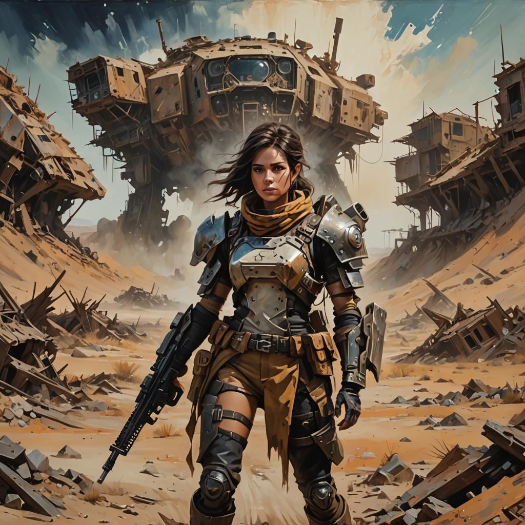 Wasteland Character in Abstract Style Painting