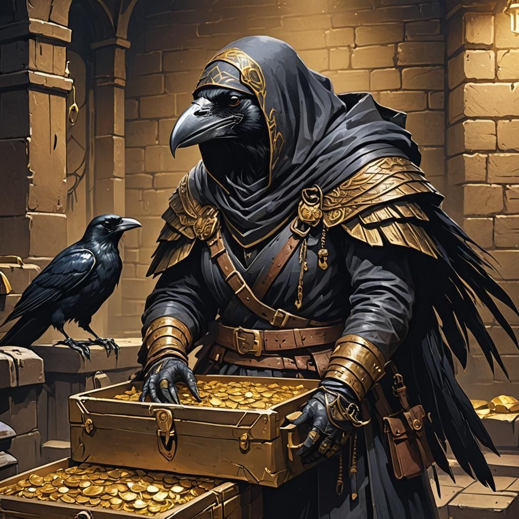 Leather-Clad Kenku Thief and Dungeon Gold