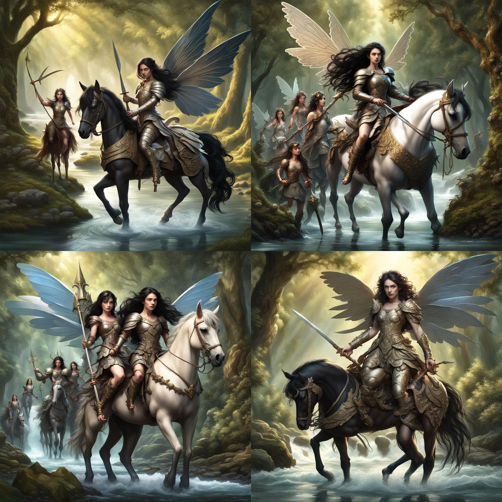 Magical Fairy Knight Leading Through Woods