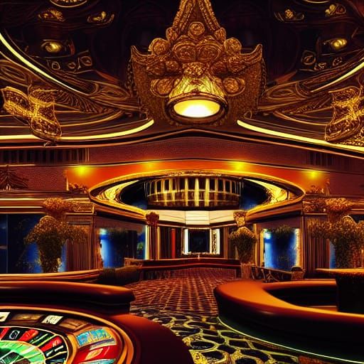 Dramatic Casino Interior in Digital Matte Painting