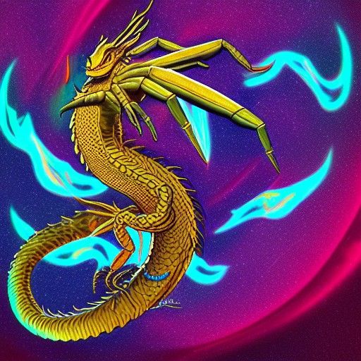 Dragon Scorpion Hybrid in Holographic Style