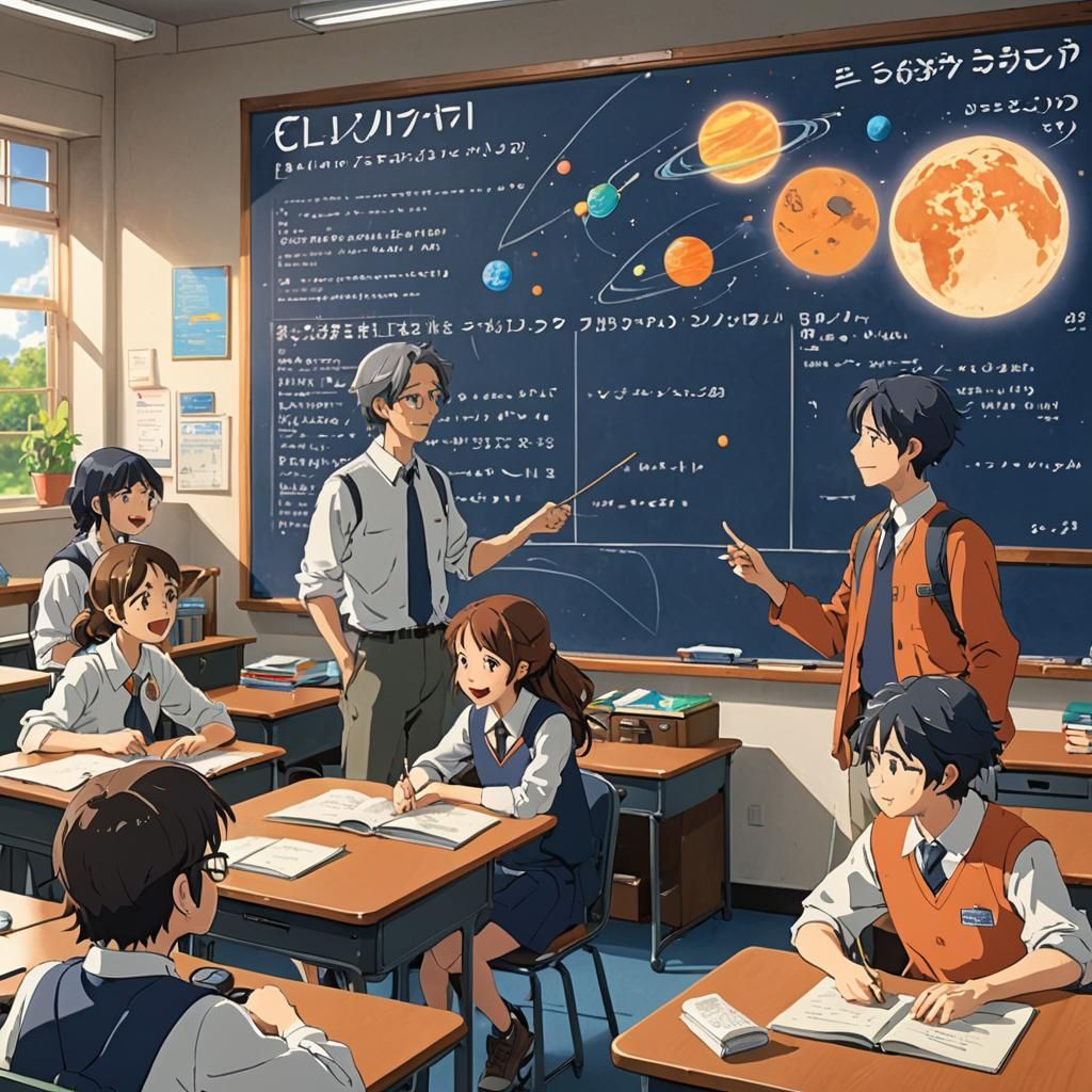 Anime Classroom Scene with Teacher and Students