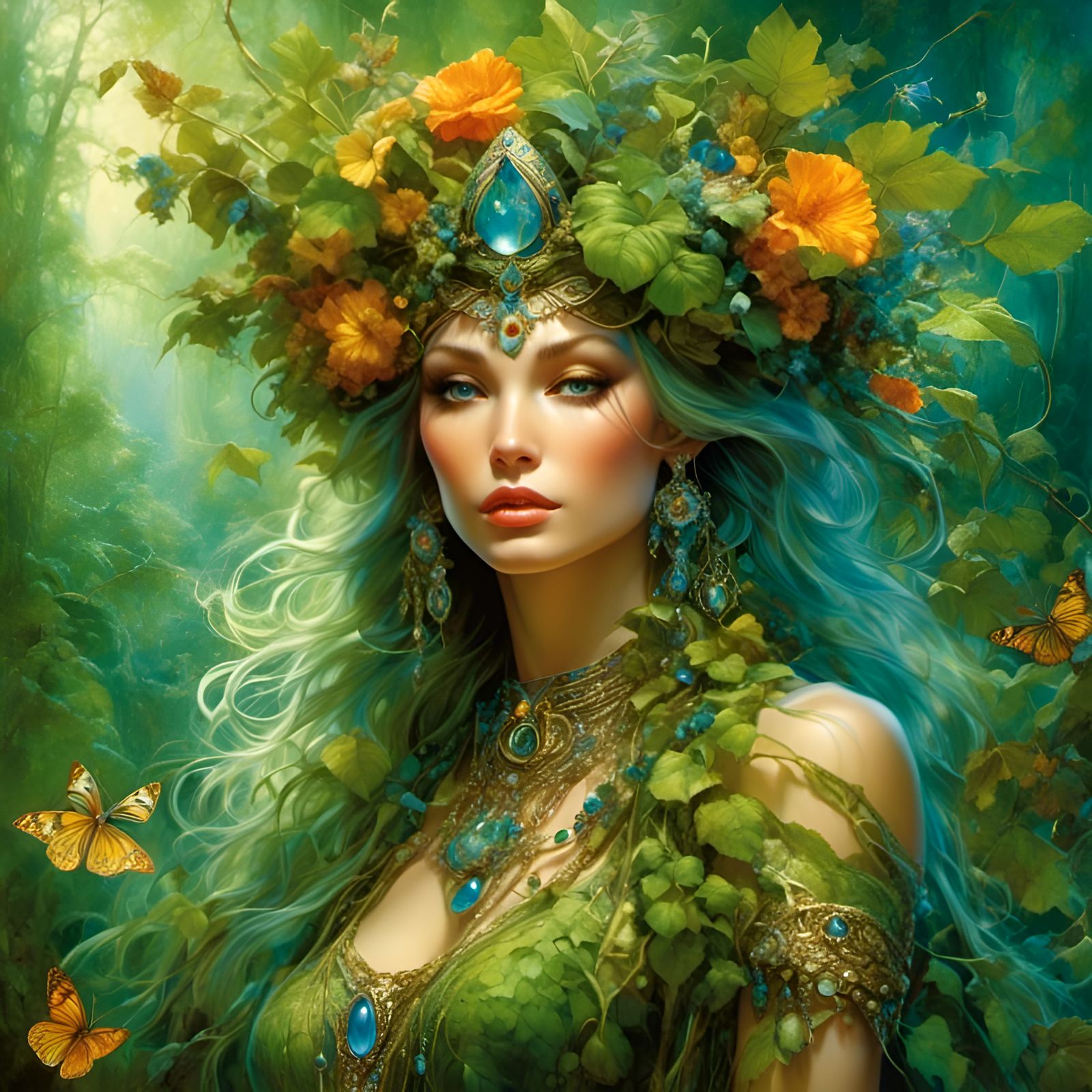 Enchanted Elf Shaman in Lush Forest