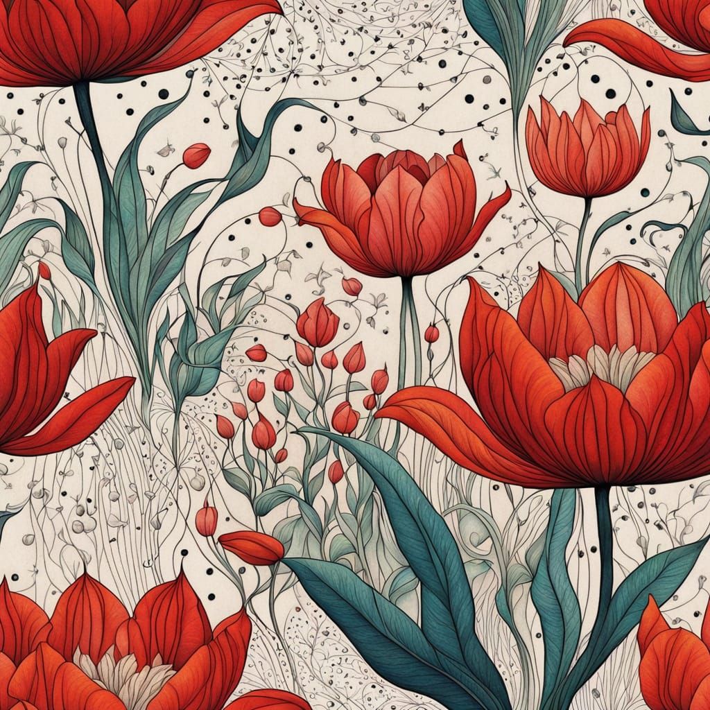 Ethereal Whispers of Tulips in Liquid Opal Style