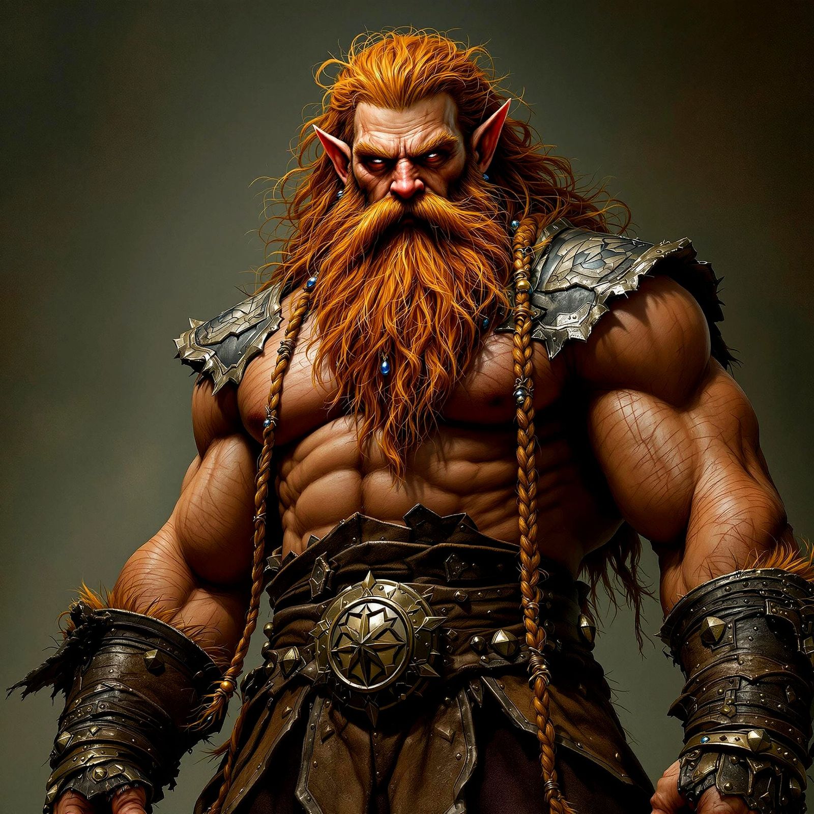 Muscular Barbarian Warrior in Leather Armor