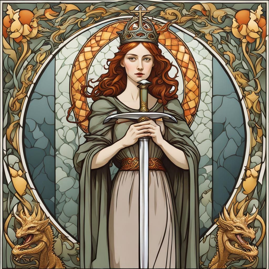 Saint Margaret and Dragon in Art Nouveau Style