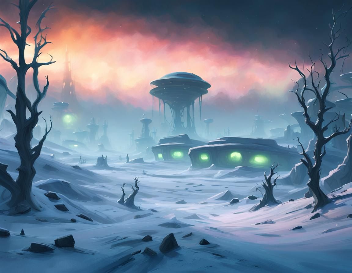 Eerie Alien Landscape in Sfumato Oils