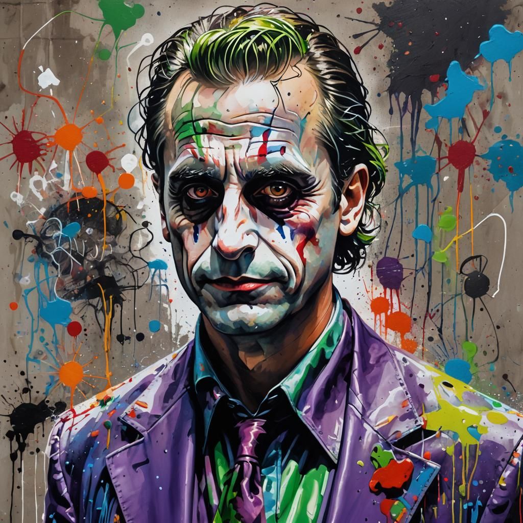 Comedian as Joker in Graffiti Splash Art