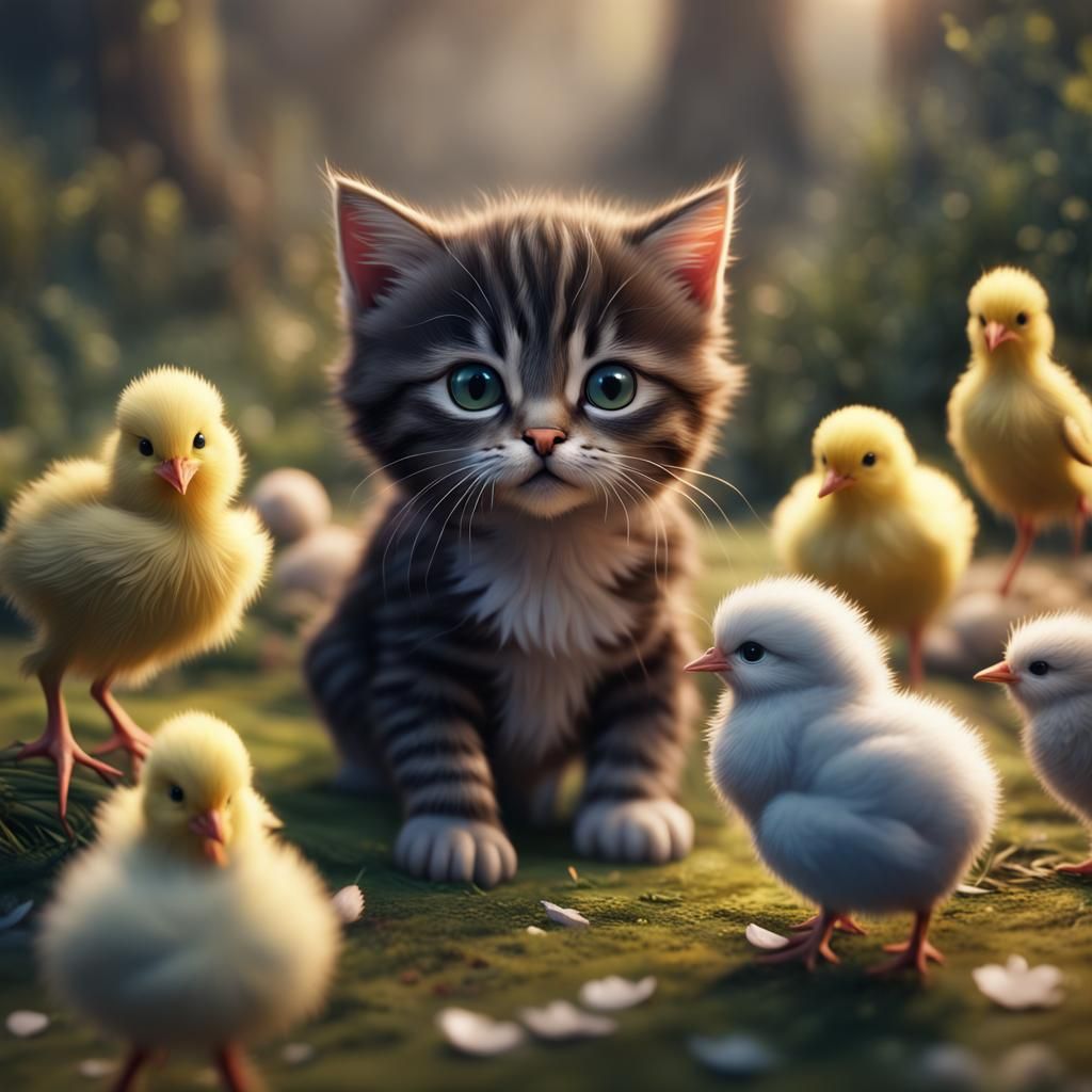 Kitten's First Friends: A Fantasy Concept Art