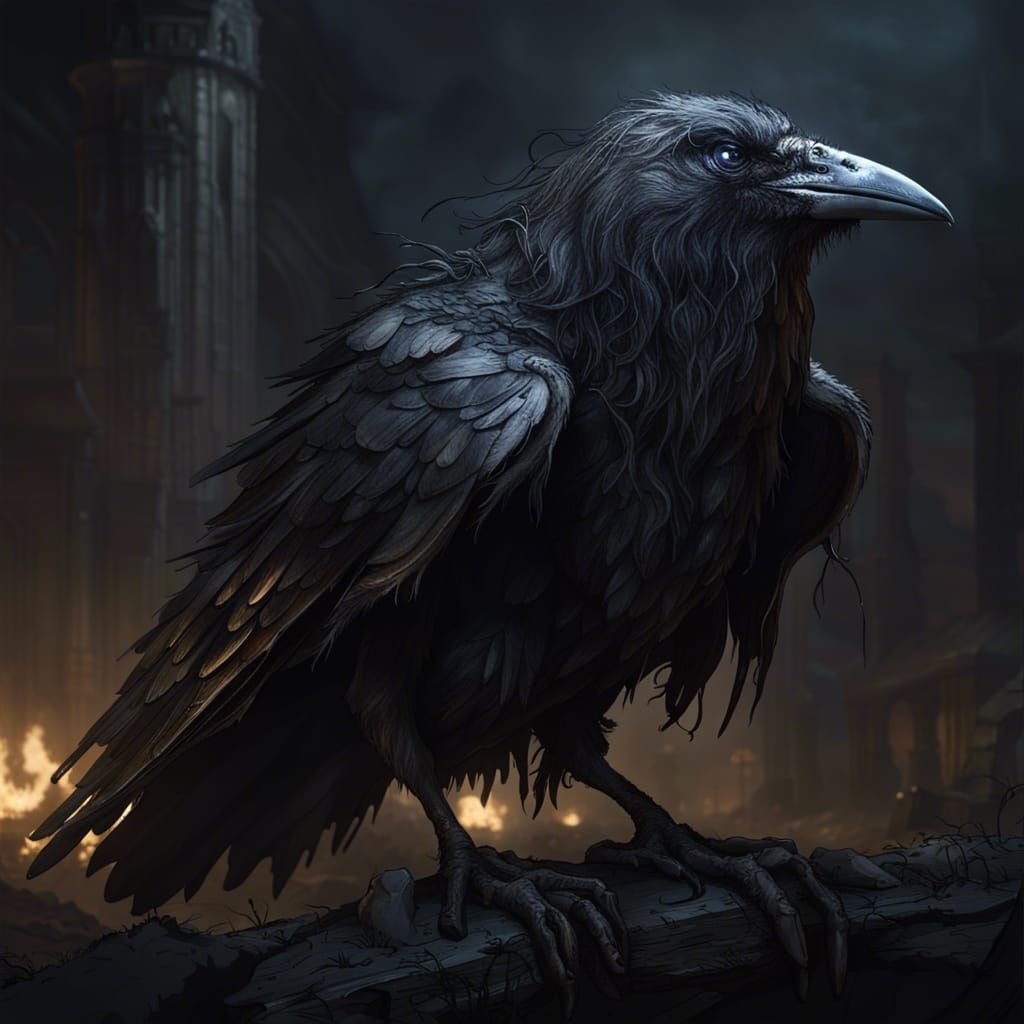 Cursed Ravens in Dark Fantasy Style