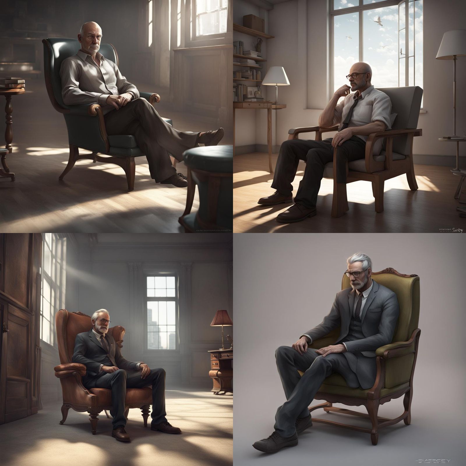 Man Sitting in Chair, CGSociety Style