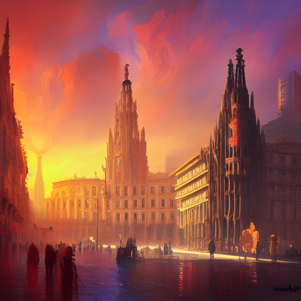 Barcelona Cityscape in Early Morning Light