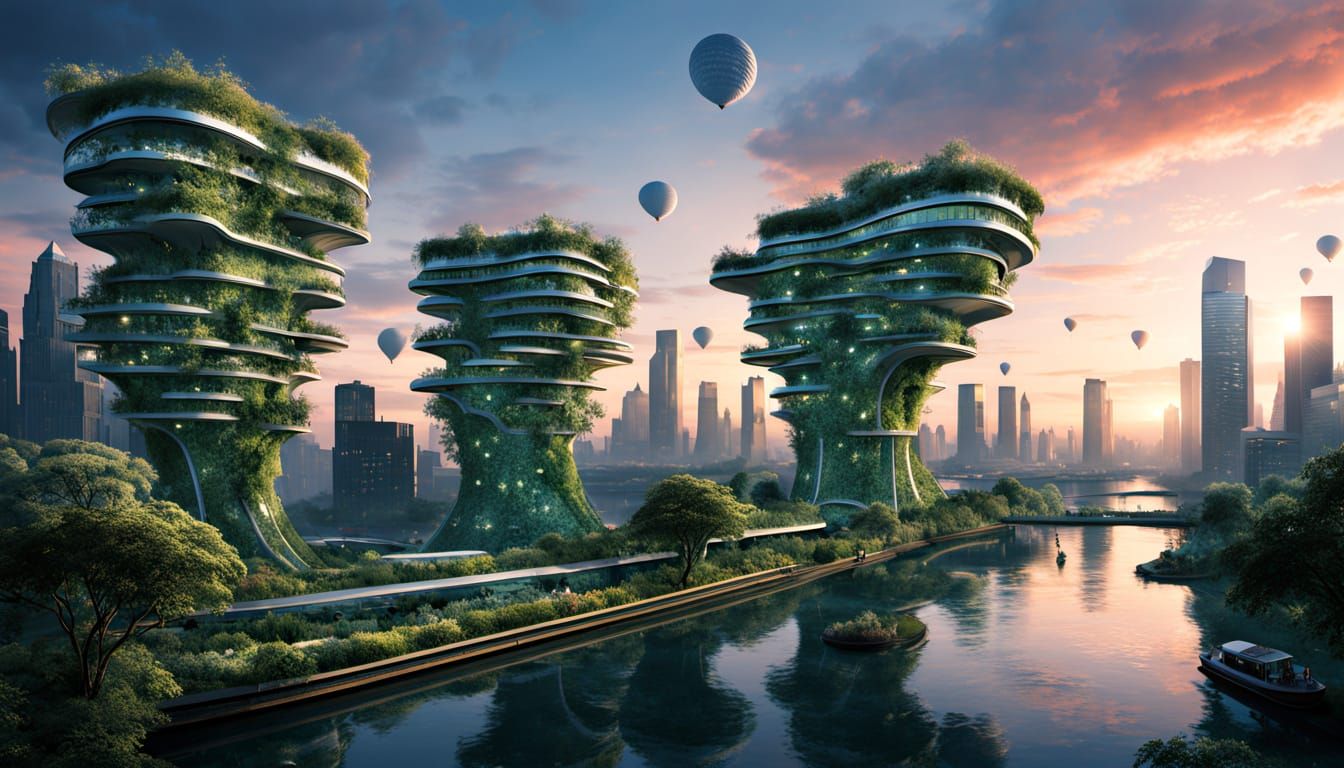 Biopunk Cityscape at Twilight