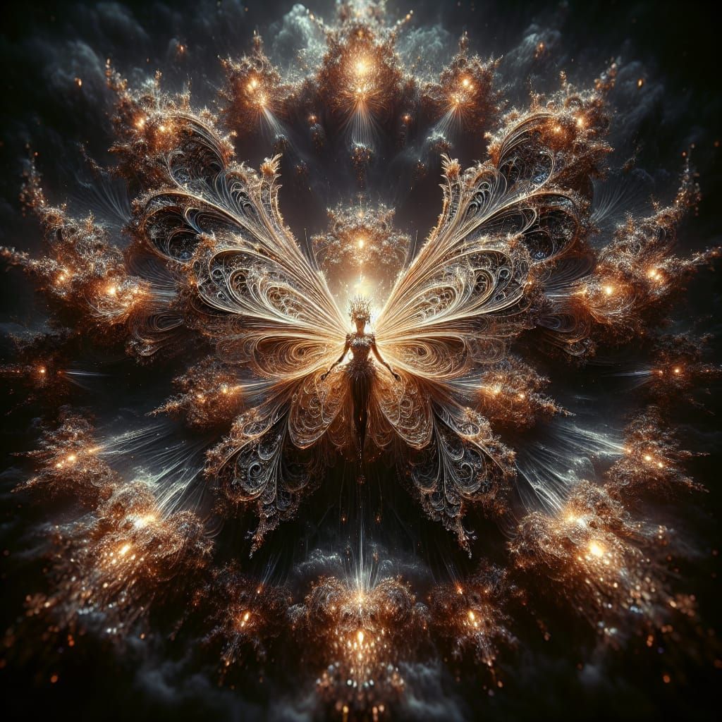 Intricate Sun Fairy in Moody Dark Ambiance