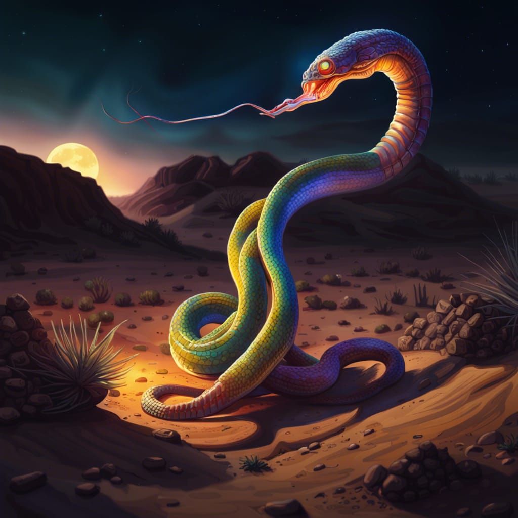 Alien Snake with Crab Legs in Desert Landscape