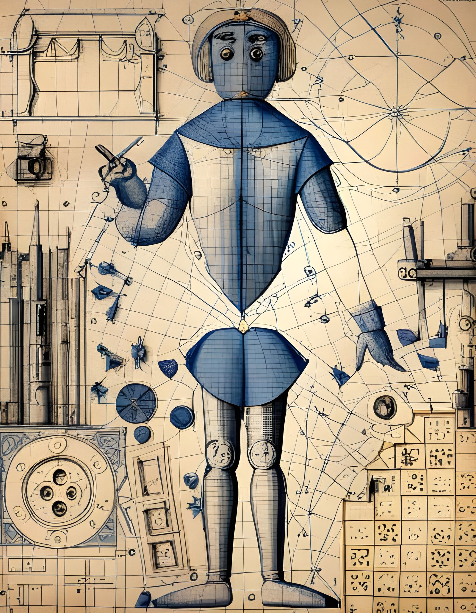 Pinocchio Blueprint: Detailed Technical Illustration in Char...