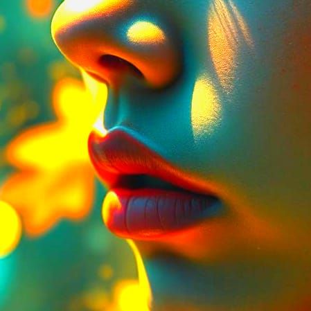 Elegant Hyperrealistic Portrait with Vibrant Background